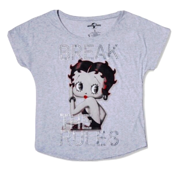 NWT! Universal Studios Betty Boop Ladies T-Shirt Break The Rules! - Picture 1 of 3